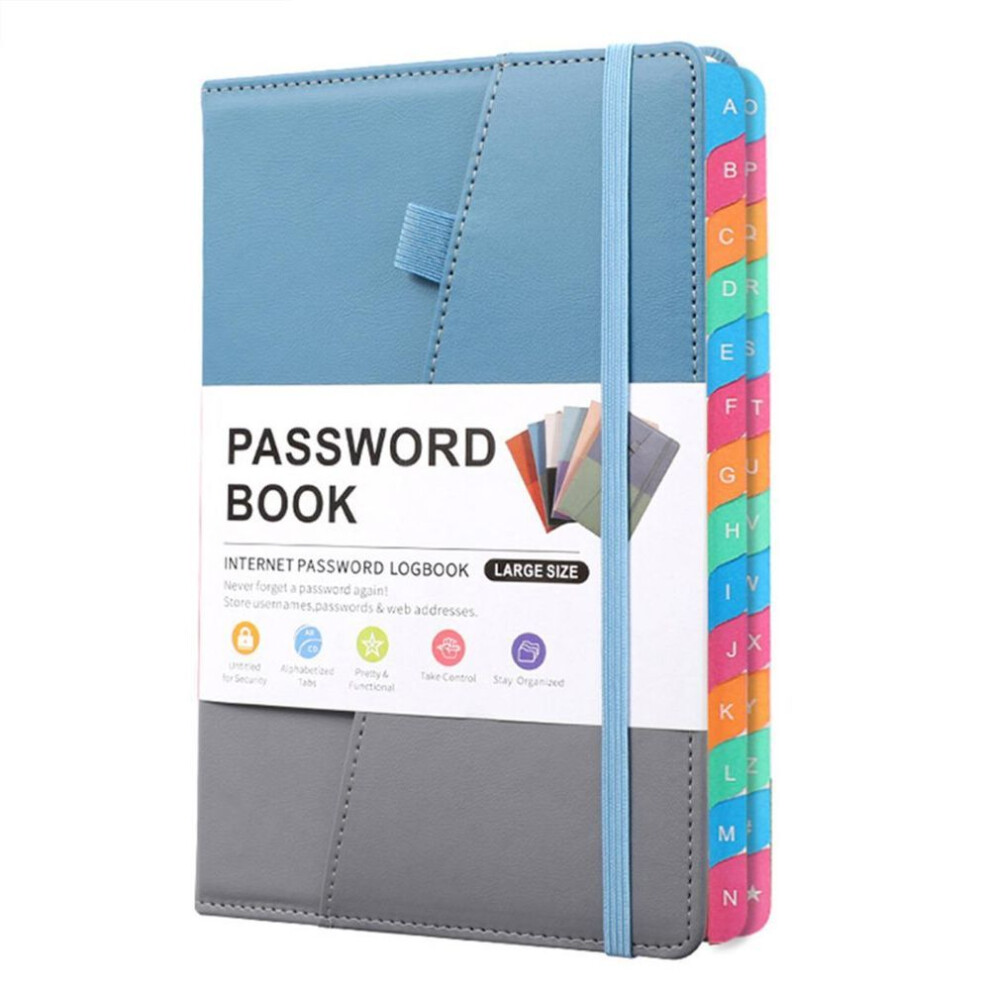 (blue) Book with Colorful Alphabetical Tabs Hardcover Password Keeper Book for Internet Passwords Website Addresses Notebook for Home-image-OPC-PGB9Q7J-NEW