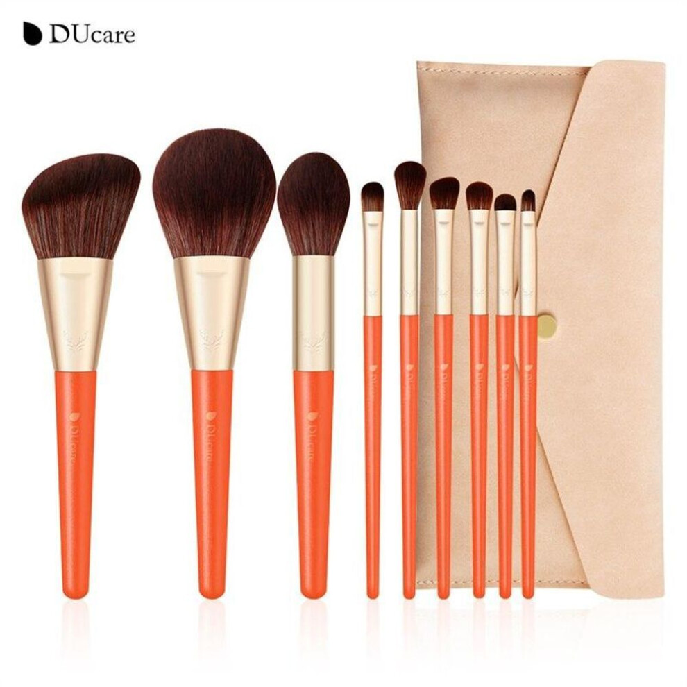 (as the picture, BB0912- (9Pcs Brush)) Ducare Makeup Brushes Set 9pcs With Makeup Bag,cosmetic Brush For Highlight Powder Foundation Blending Blush Eye Shadow Concealer Brush Nylon Hair