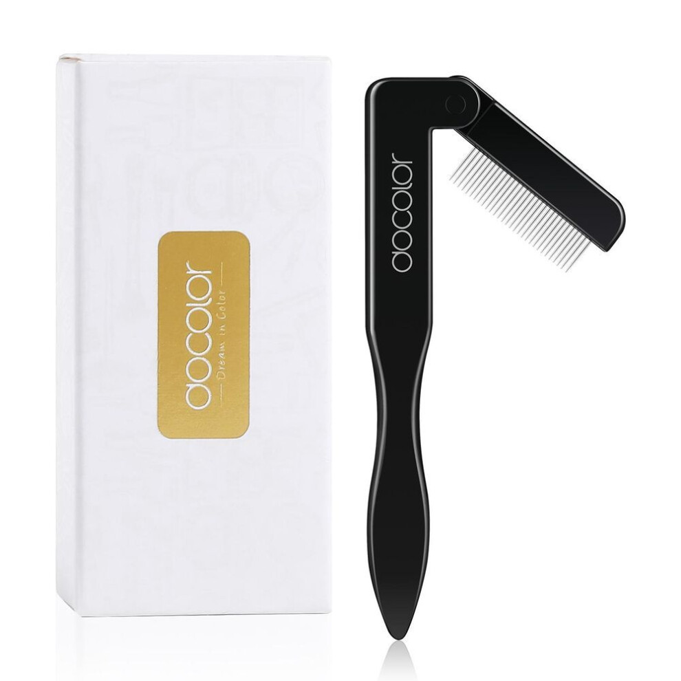 (black) Docolor Foldable Eyelash Comb Separator Folding Lash Comb Eyebrow Mascara Applicator Eyelash Definer Arc Designed Cosmetic Brushes Tool