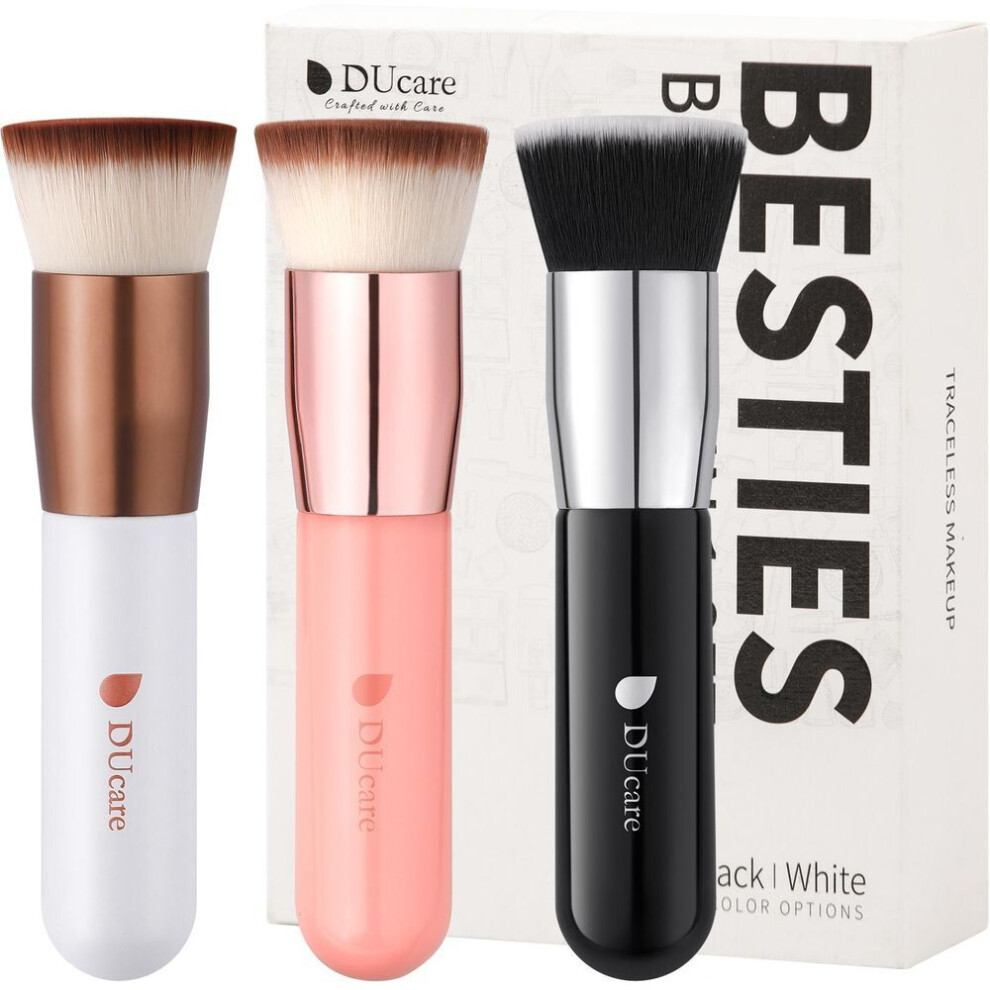 (multicolor) Ducare Foundation Brush 3pcs Flat Top Kabuki Brush Synthetic Professional Makeup Brushes Liquid Blending Mineral Powder Buffing Stippling