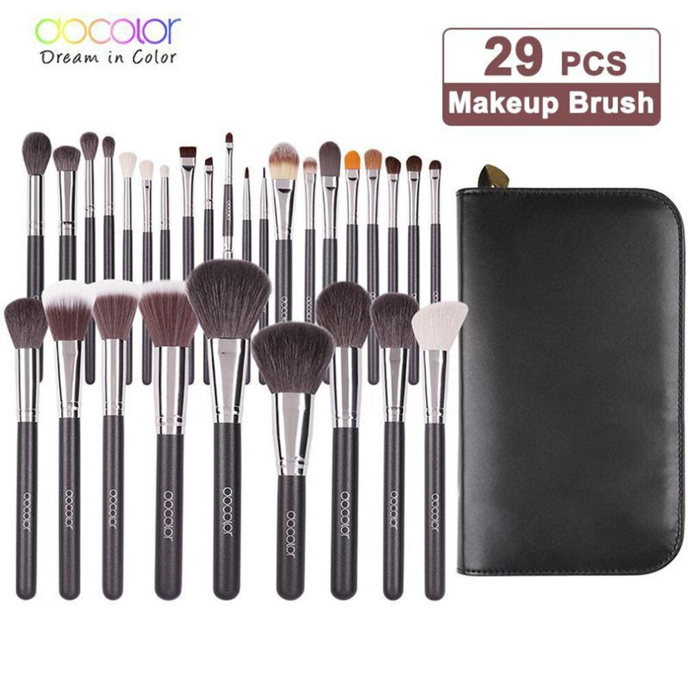 (29pcs Makeup Brush) Docolor 29pcs Makeup Brushes Set Eye Shadow Blending Eyeliner Eyelash Eyebrow Brushes For Beauty Make Up Brush Tool Kit