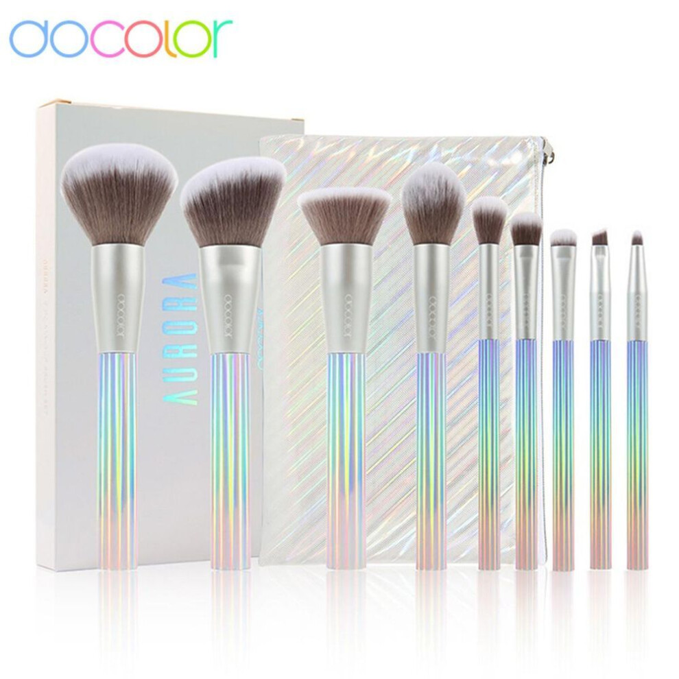 (as the picture) Docolor Aurora Makeup Brushes 9pcs Makeup Brushes Set With Gift Bag, Premium Synthetic Kabuki Foundation Face Powder Eyeshadow Make Up Brushes Kit