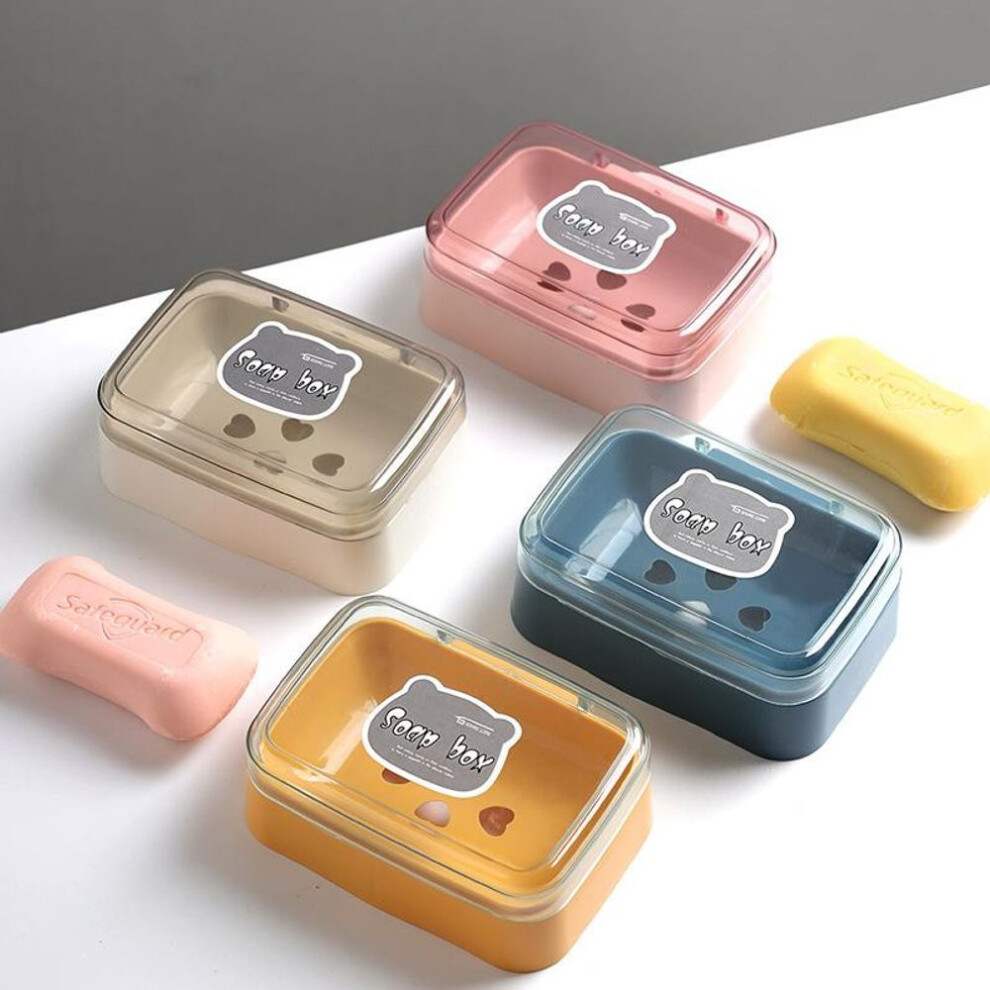 (pink) Bathroom Soap Dish With Lid Home Plastic Soap Box Keeps Soap Dry Soap Dish Travel Portable Soap Tray Dish Storage Soap Container