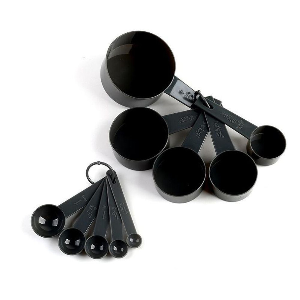 (black) 10pcs/set Kitchen Measuring Spoon Measuring Cups Measuring Tools Portable Plastic Coffee Sugar Scoop Kitchen Gadgets