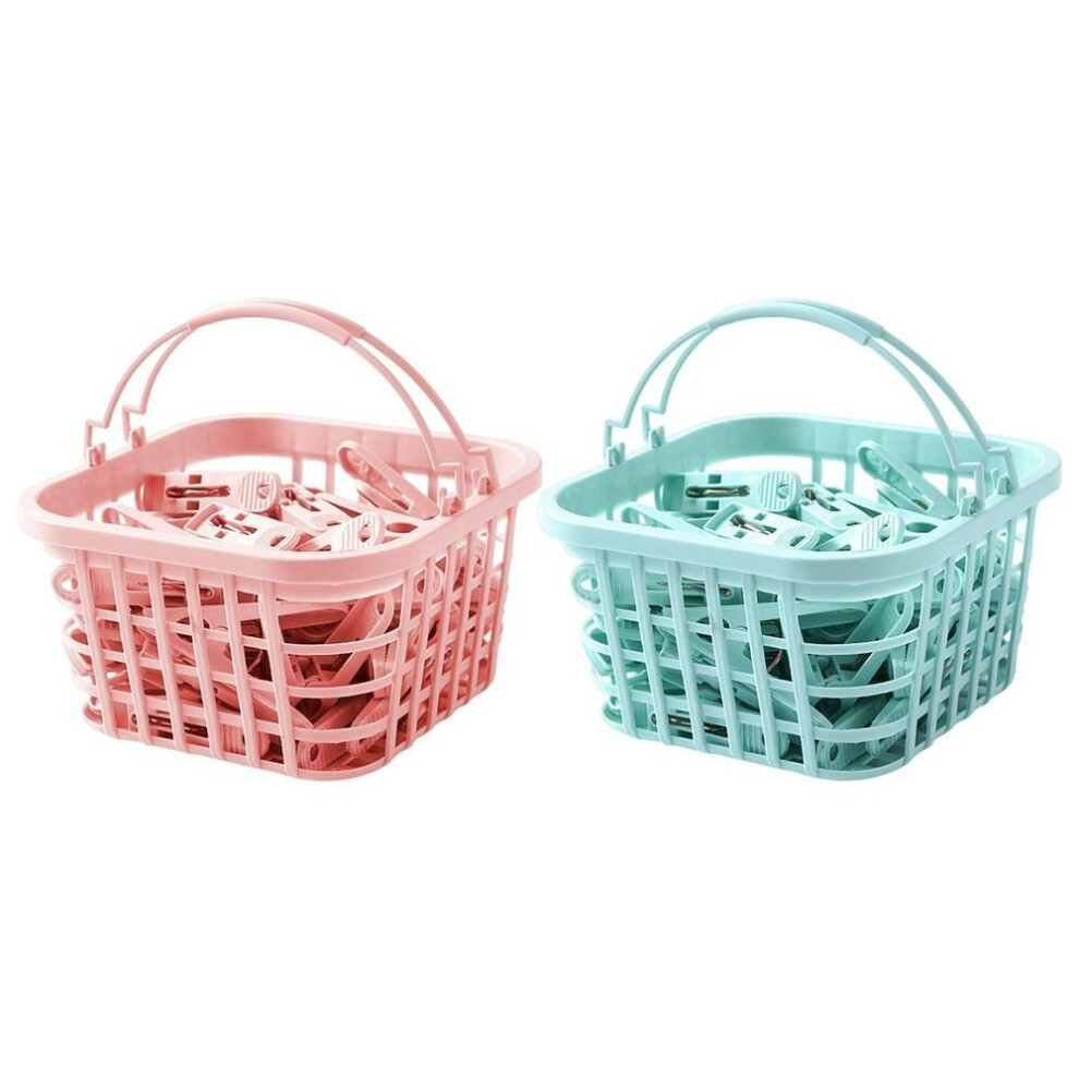 (blue) Plastic Clothes Pegs Laundry Clothespin Clothes Pins Storage Organizer Quilt Towel Clips Spring With Basket Cabides Hanger