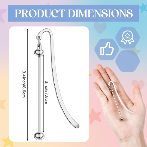 20 Pcs Beadable Bookmarks DIY Metal Blank Bar Bookmark Silver 2