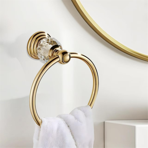 Crystal Gold Towel Ring Bathroom Holder 2