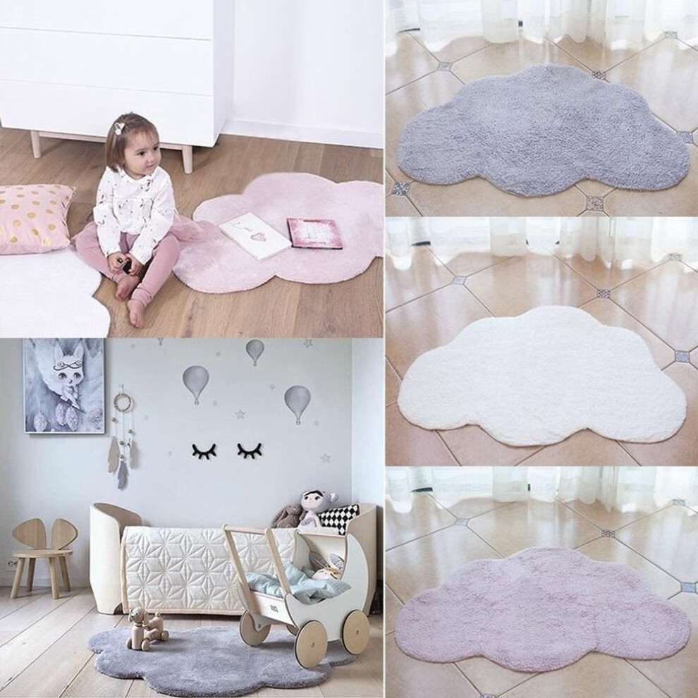 (pink) Lovely Nordic Style Cloud Shape Cotton Children Bedroom Washable Crawling Floor Mat