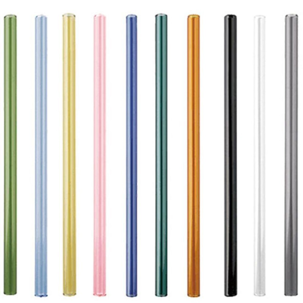 (Clear 8mm*180mm/Straight) 8mm 10mm Bar Tumbler Drinking Straight/ Curve Clear Assorted Colors Reusable Multiuse Home Lving Eco Thick Glass Straw Party  beads
