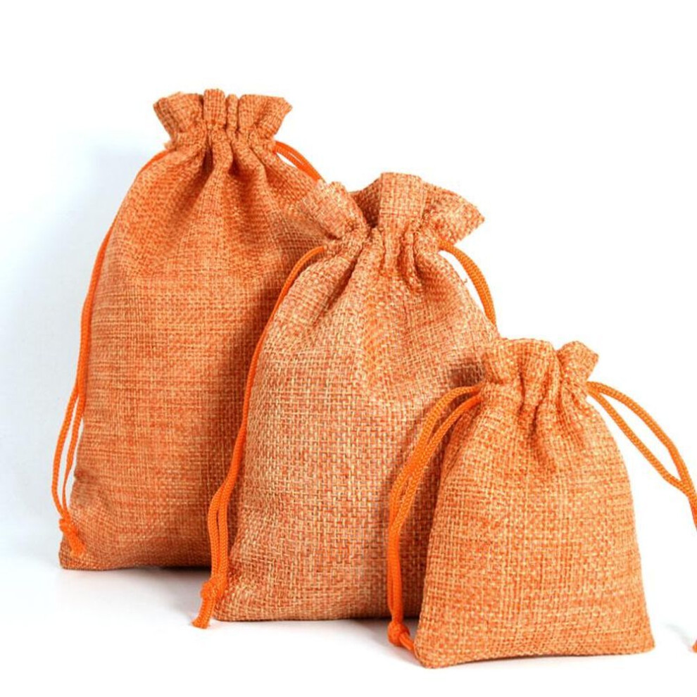 (orange, 7X9cm) New Natural Burlap Bag Jewelry Packaging Gift Bags Beauty Candy Bag Wedding Bags Popular Drawstring Bag Jute Bag Christmas Tree Decoration