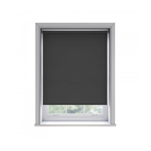 (120cm) No Drill Black Thermal Blackout Roller Blind (170cm Drop)
