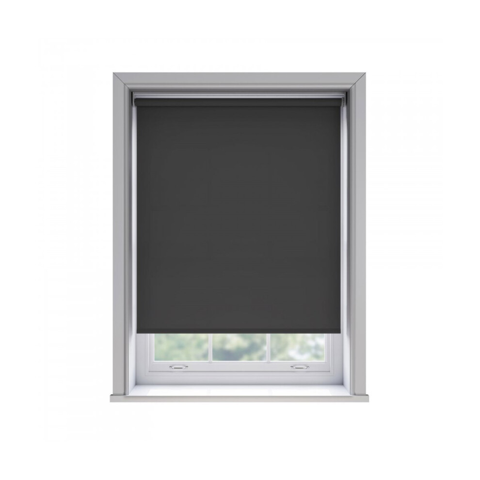 Newedgeblinds (155Cm) No Drill Black Thermal Blackout Roller Blind (170Cm Drop)