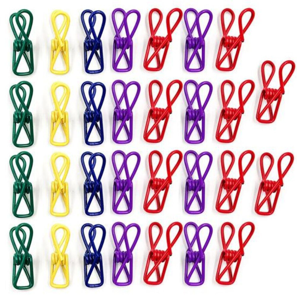 30Pcs Colorful Metal Clips Rust-Proof Corrosion Resistant Non-Slip Reusable Multi-Colored PVC Coated High Elastic