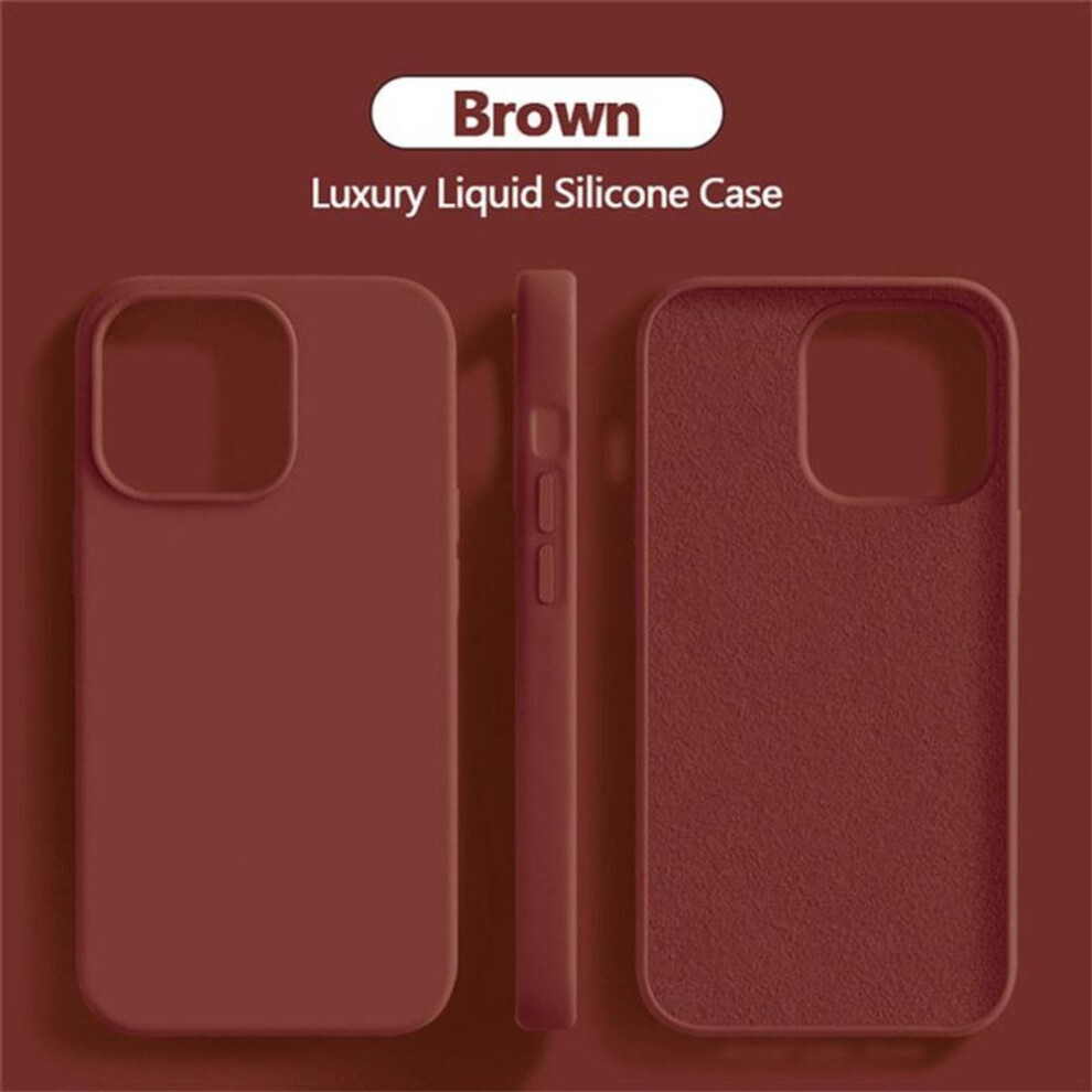 (brown, iPhone 16 Plus) Liquid Silicone Case For iPhone 13 11 12 15 16 Pro Max Mini Shockproof Cover For iPhone 14 7 8 Plus XS XR X SE Phone Cases