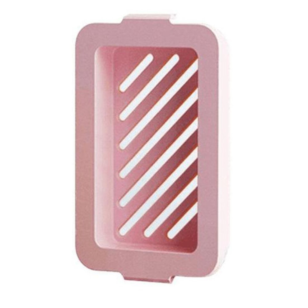 (pink) Soap Box 2 in 1 Highly Elastic Mesh Soap Bubble Case Drainage Double Layers Soap Cleaning Storage