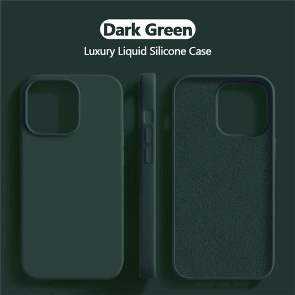 (dark green, iPhone 8 Plus) Liquid Silicone Case For iPhone 13 11 12 15 16 Pro Max Mini Shockproof Cover For iPhone 14 7 8 Plus XS XR X SE Phone Cases