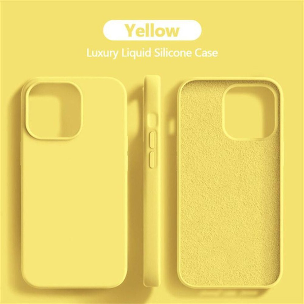 (yellow, iPhone 14 Plus) Liquid Silicone Case For iPhone 13 11 12 15 16 Pro Max Mini Shockproof Cover For iPhone 14 7 8 Plus XS XR X SE Phone Cases