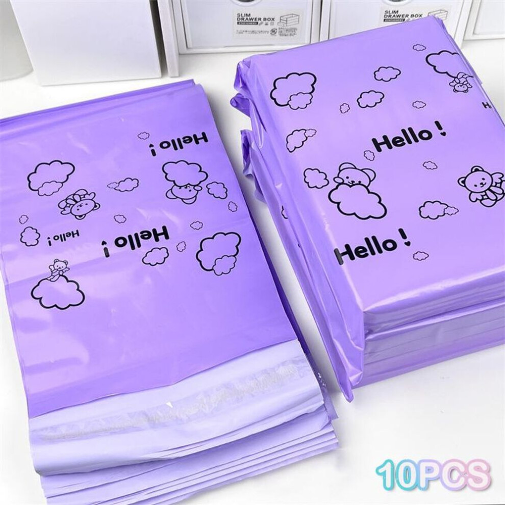 (purple) 10pcs Courier Bag Envelope Packaging Bags Pink Waterproof Self Adhesive Seal Bag