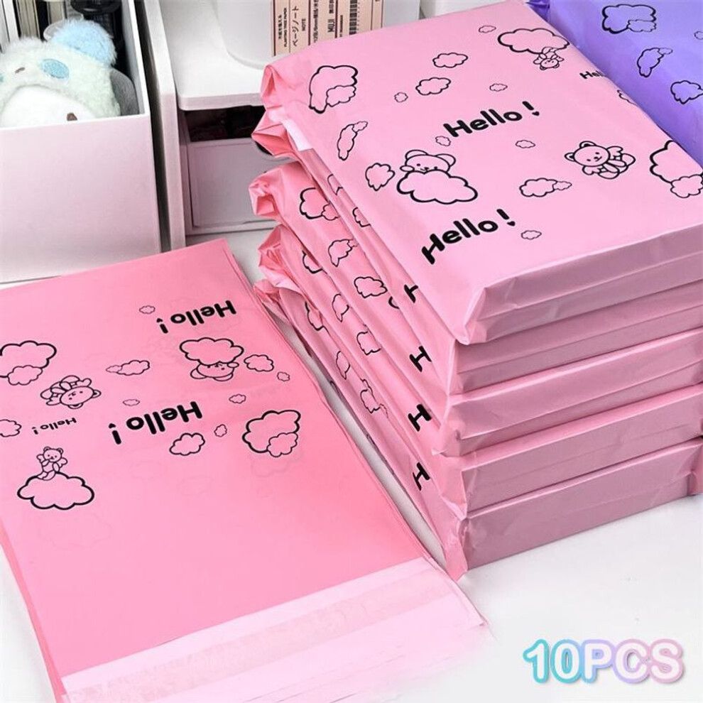 (pink) 10Pcs Courier Bag Envelope Packaging Bags Pink Waterproof Self Adhesive Seal Bag