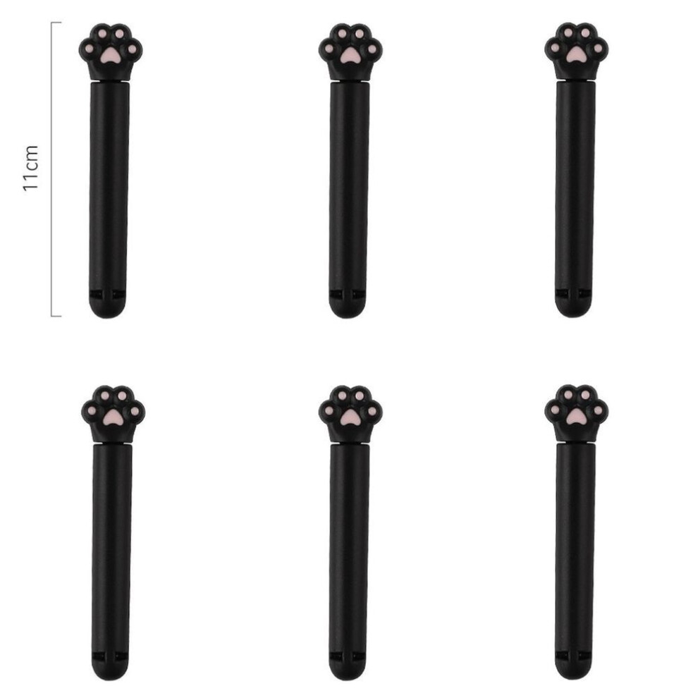 (black) 6pcs Cute Cat Paw Bag Sealer Bag Clips Food Seal Clip Moistureproof Snack Sealing Clamp Storage Organization Kitchen