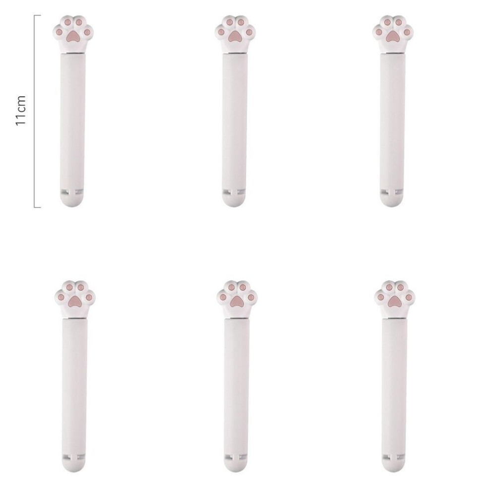 (white) 6pcs Cute Cat Paw Bag Sealer Bag Clips Food Seal Clip Moistureproof Snack Sealing Clamp Storage Organization Kitchen