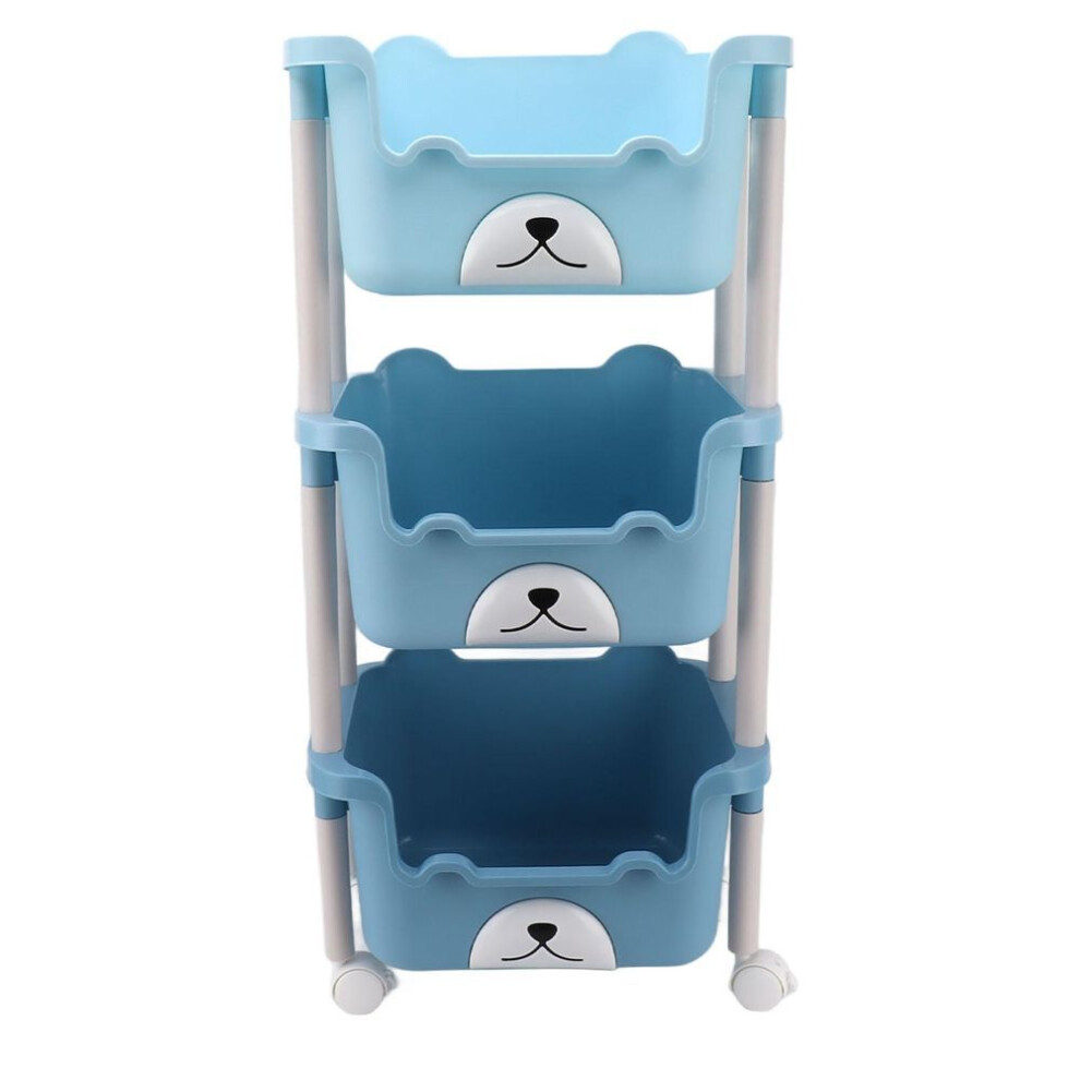 Storage Cart with Lockable Wheels 3 Tiers High Capacity Movable Storage Organizer Rack Shelf for