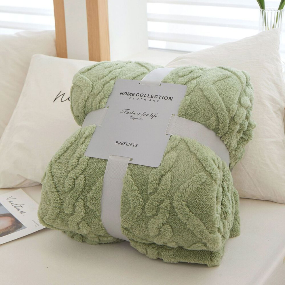 (green, 100*150cm) Coral Fleece Simple Blanket Nordic Style Floral Gauze Air Conditioning Quilt Soft Breathable Wrap Throw Blankets Bedspread Plaid
