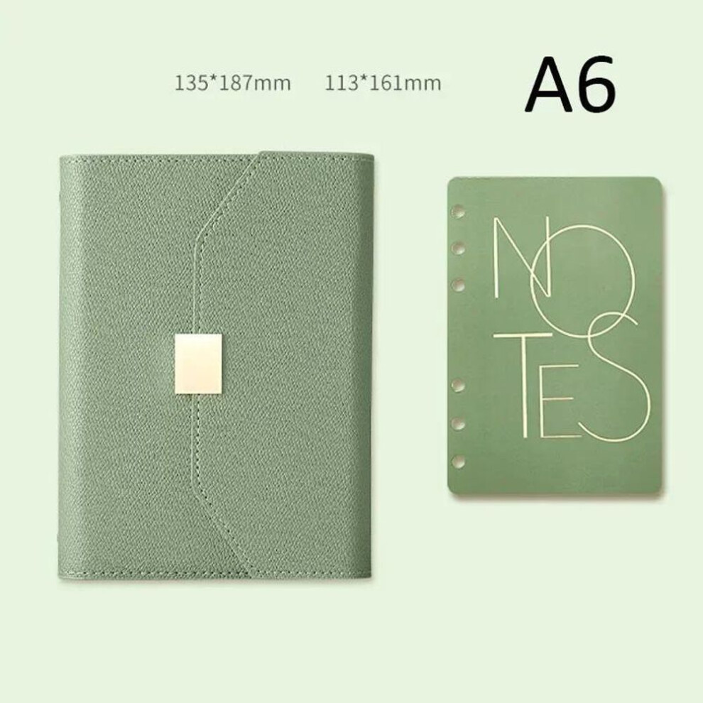 (green) Refillable Notebook A6 Binder Notepad Vintage Premium Pu Leather Classic Travel Journal Diary Note Book Office Supplies