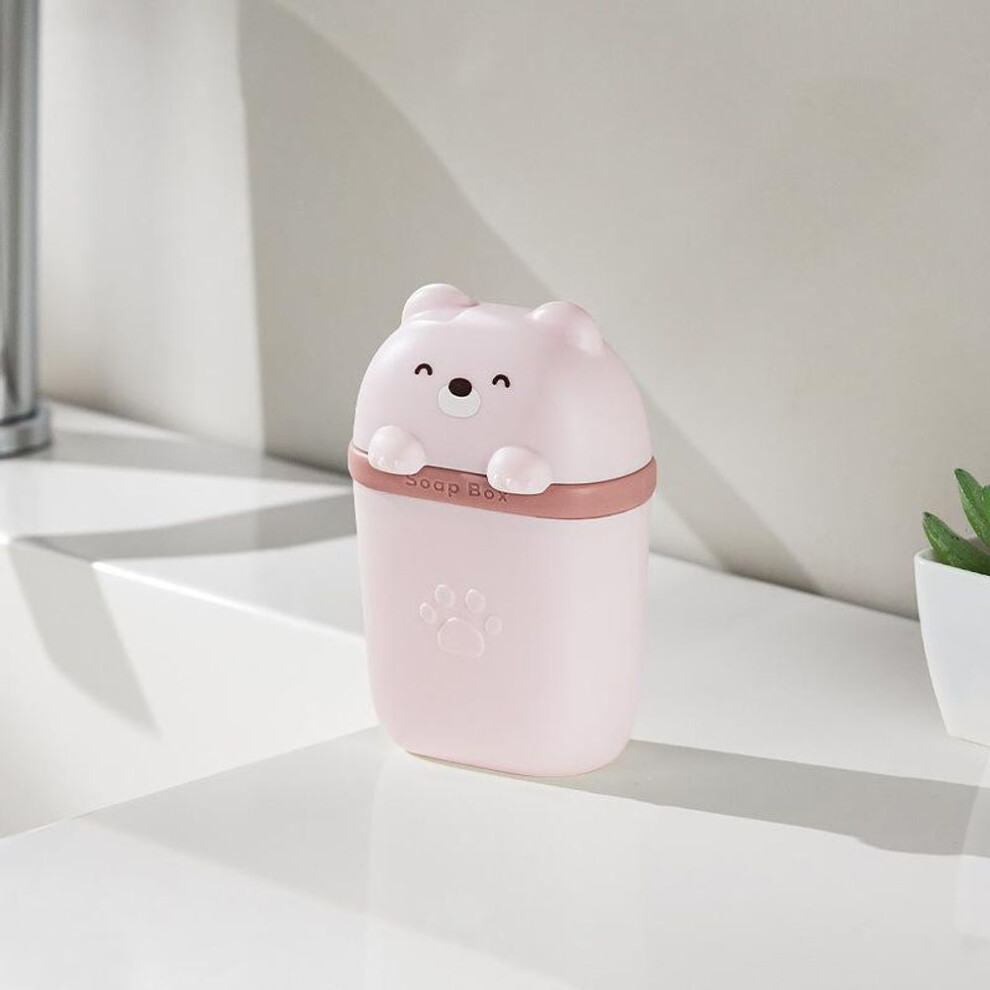 (pink) Plastic Soap Dish Travel Box Holder Container With Lid Durable Soap Case Strong Sealing Organizer Bathroom Home Outdoor Hiking