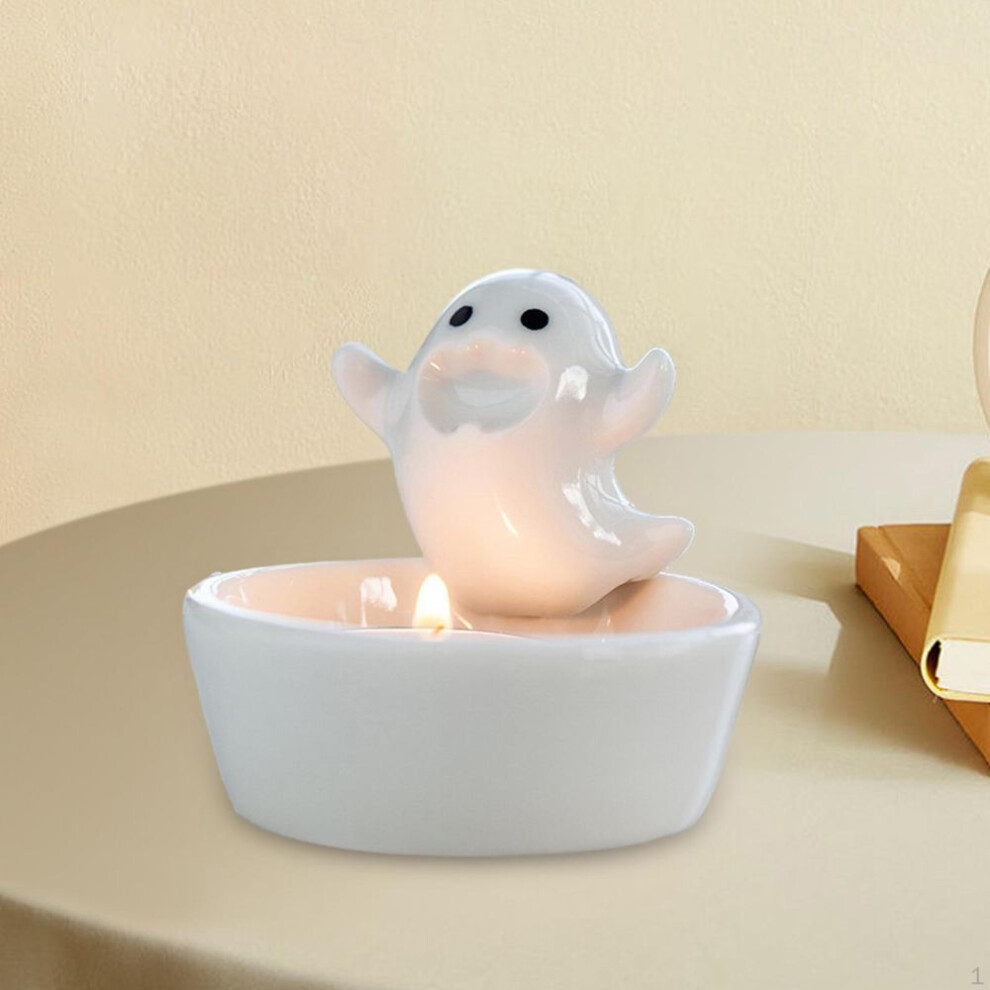 White Candle Holder Tealight Candlestick Crafts Cute Ceramic For Holiday