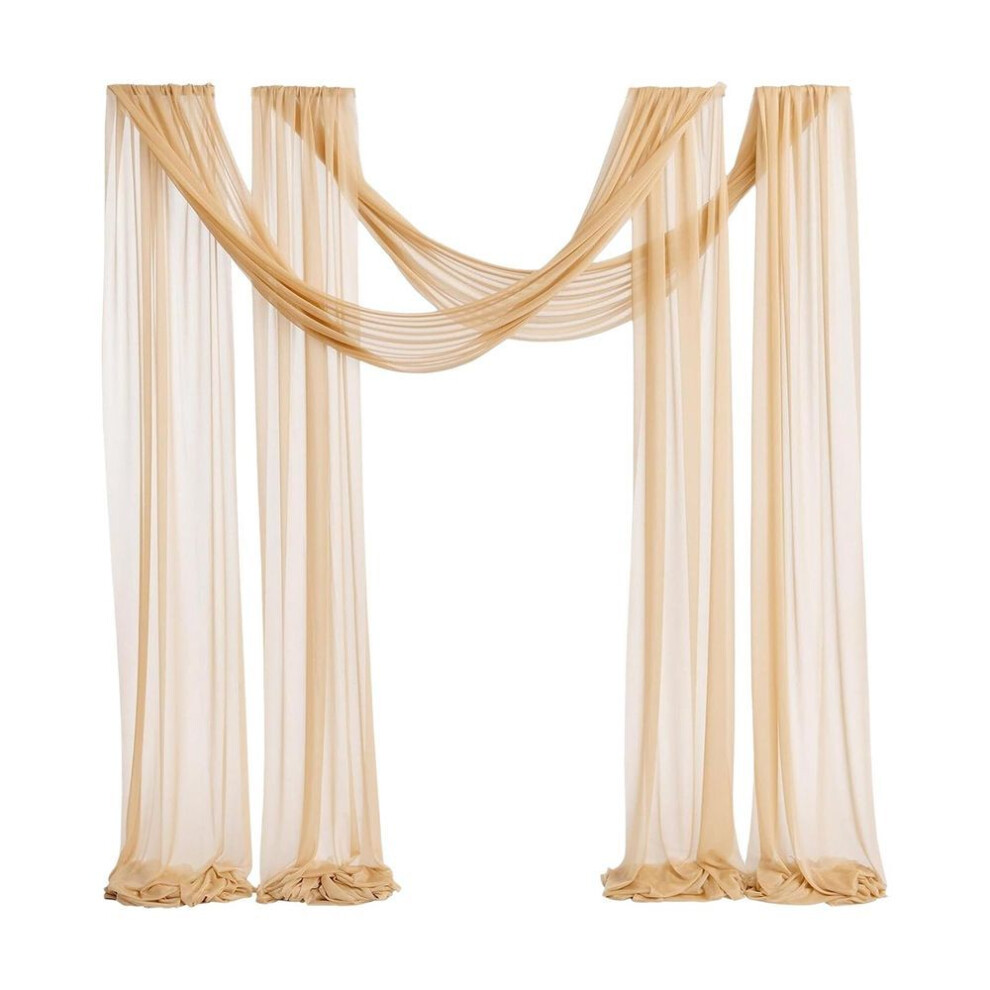 (gold) Wedding Arch Chiffon Drape Table Runner Arbor Drapery Decorative Lightweight Cloth Cover