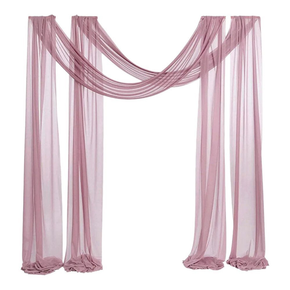 (deep pink) Wedding Arch Chiffon Drape Table Runner Arbor Drapery Decorative Lightweight Cloth Cover