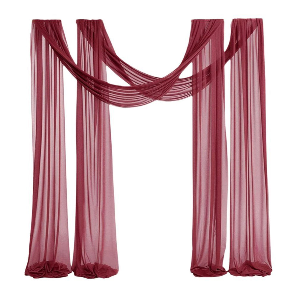 (burgundy) Wedding Arch Chiffon Drape Table Runner Arbor Drapery Decorative Lightweight Cloth Cover