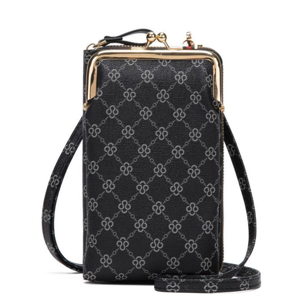 (black, 11*5*18cm) Small Crossbody Phone Bag for Women Cell Phone Purse Wallet Kiss Lock Cute Shoulder Bag with Credit Card Slots