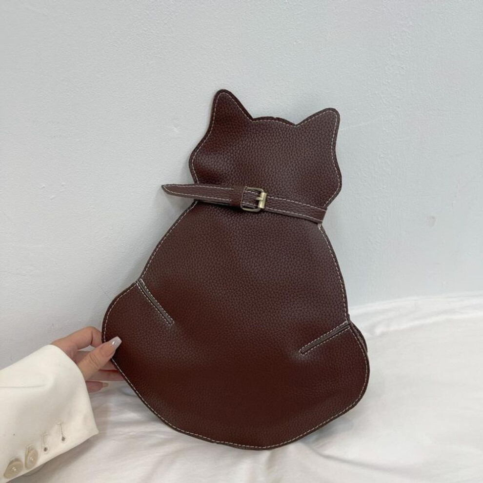 (dark brown) Cat Shaped Sling Handbags Faux Leather Cross Chest Shoulder Bag Purse For Women Large Capacity Cute Crossbody Bag For Women And Girls Backpack