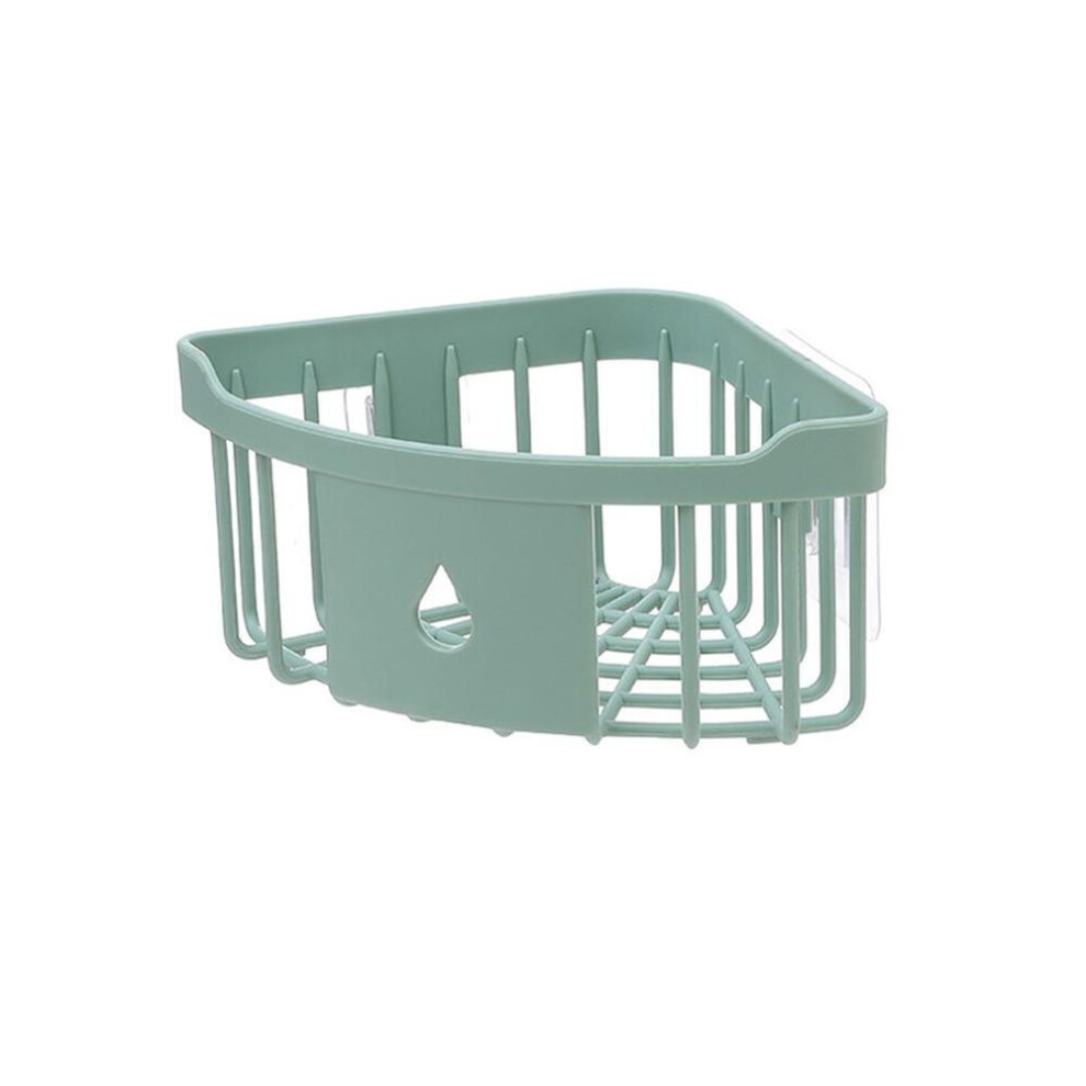 (green) Wall Hanging Triangle Corner Storage Rack Basket Kitchen Bathroom Organizer