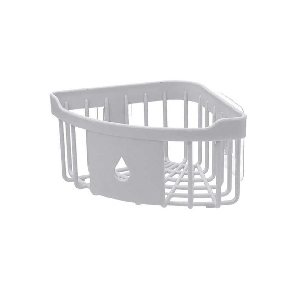 (light gray) Wall Hanging Triangle Corner Storage Rack Basket Kitchen Bathroom Organizer