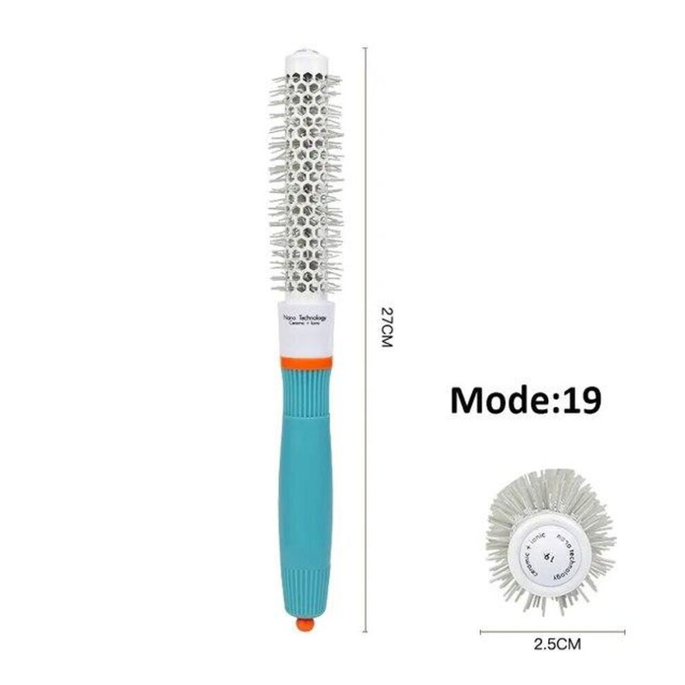 (19) Ceramic Ion Hair Comb Professional Salon Hair Brush Hair Styling Hairbrush Hairdressing Comb Round Curly Hair Rollers Tools Blue