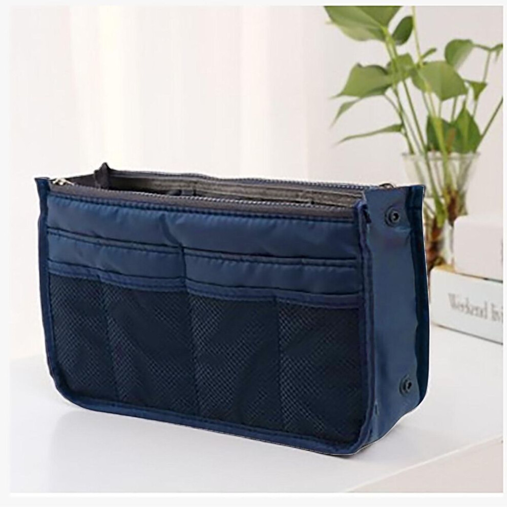 (navy) Handbag Organiser Travel Insert Purse Large Liner Organizer Tidy Bag