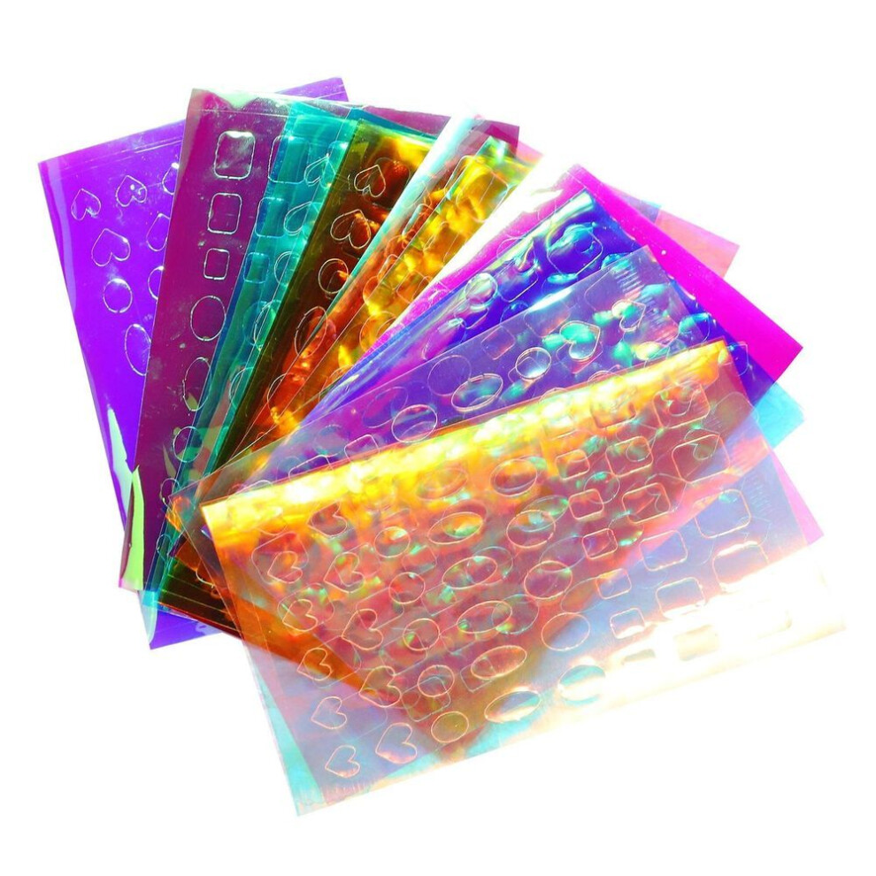 (as the picture) 11 Sheet Nail Art Aurora Ice Cube Cellophane Glitter Colorful Transfer Paper Laser Jewelry Paper Diy 6 Color Sticker Decoration