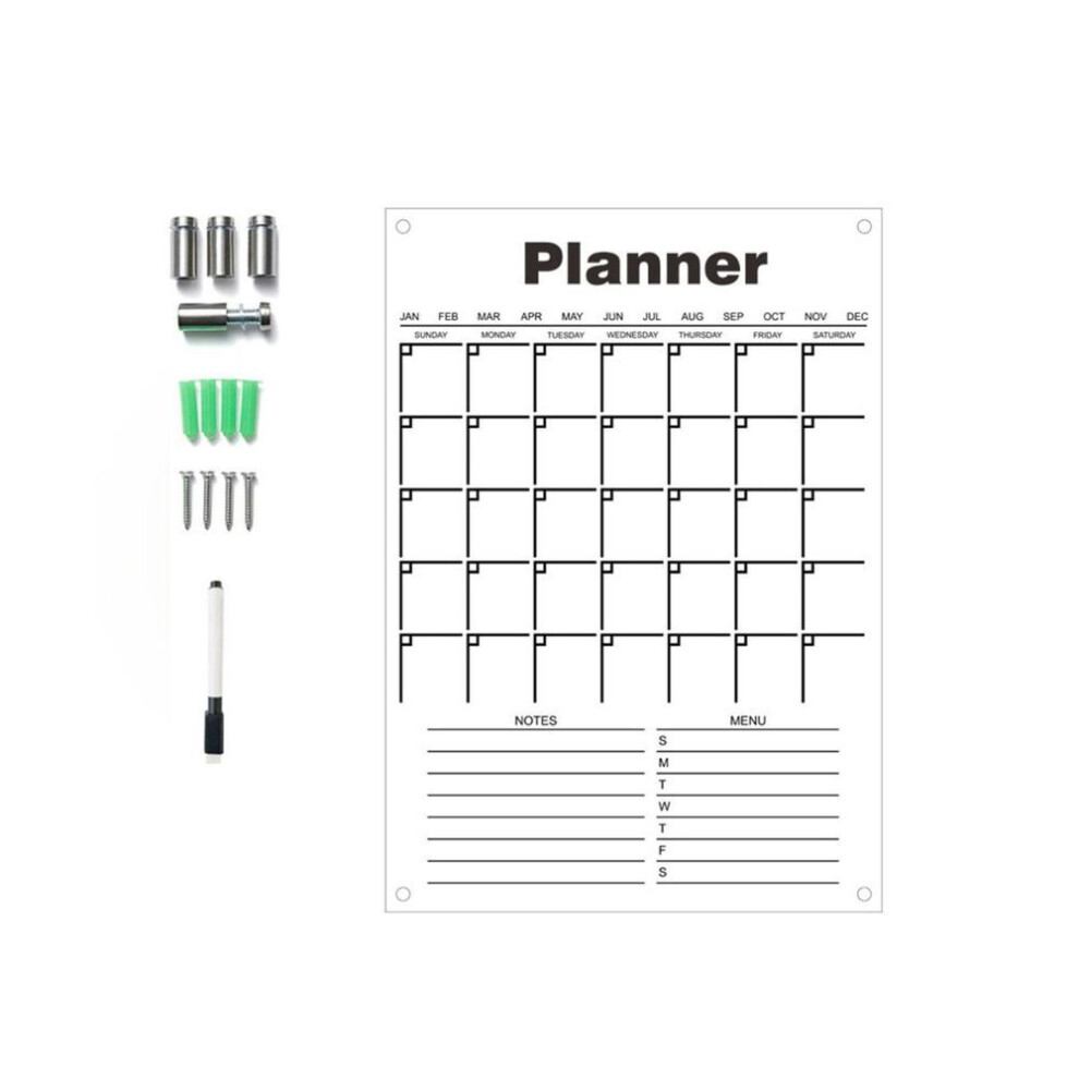 (L) 1 Set Monthly Weekly Planner Transparent Hanging Display Board With Pen Writings