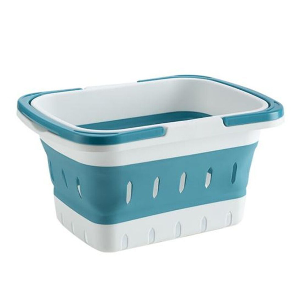 (blue) Storage Basket Portable Folding Plastic Bath Caddy With Handle Large Capacity Strong