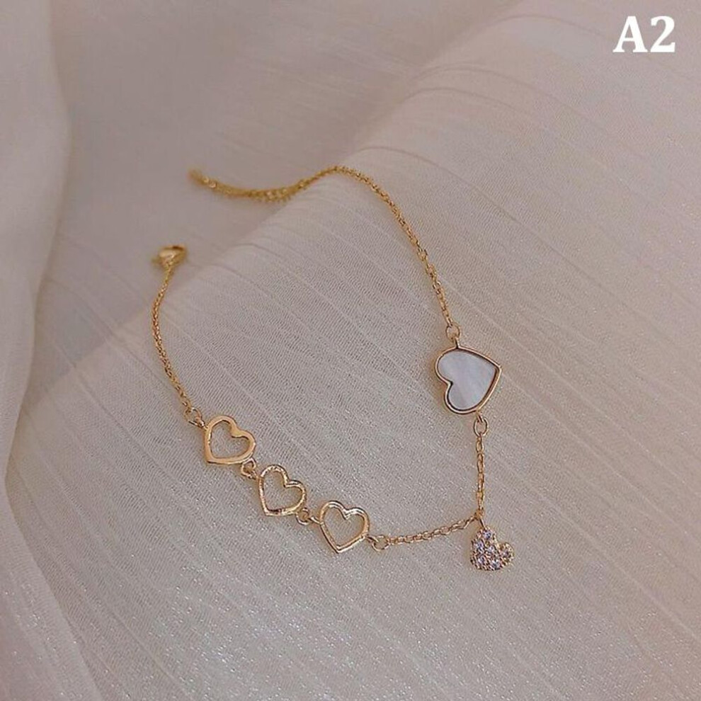(white) Simple Love Bracelet Female Rose Gold Wild Red Peach Heart Lucky Student