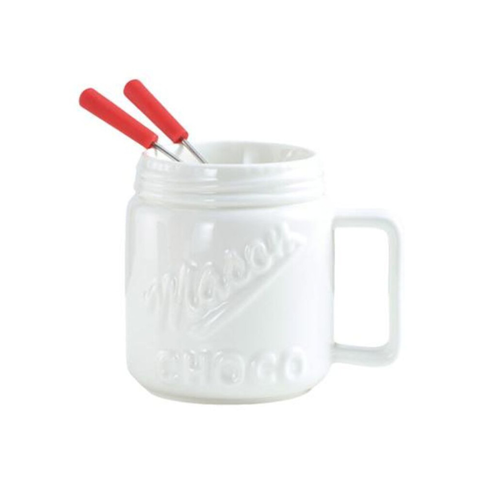(white) Chocolate Fondue Mug Mini Melting Pot For Butter Ceramic Chocolate Melting Cup 130ml