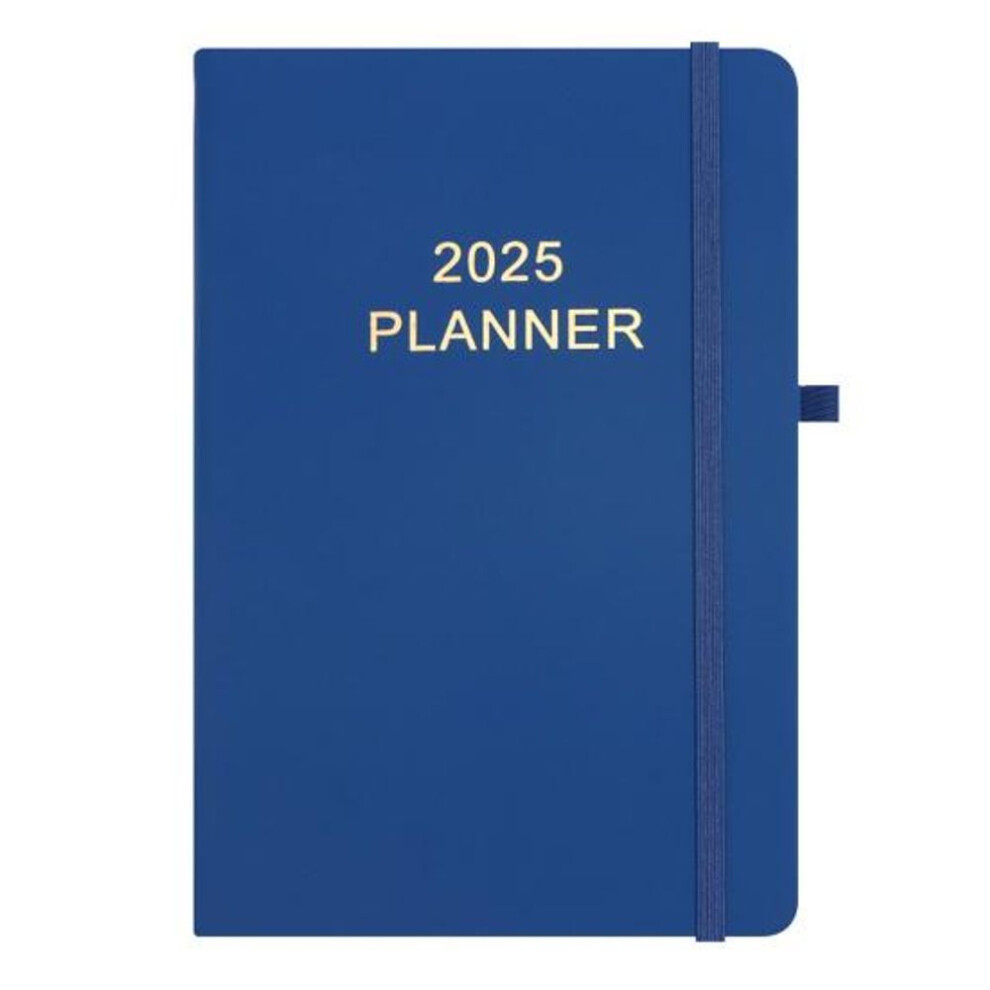 (blue) 2025 Agenda Planner With Pen Holder Faux Leather Cover Planner Monthly Weekly Layouts Schedule Book