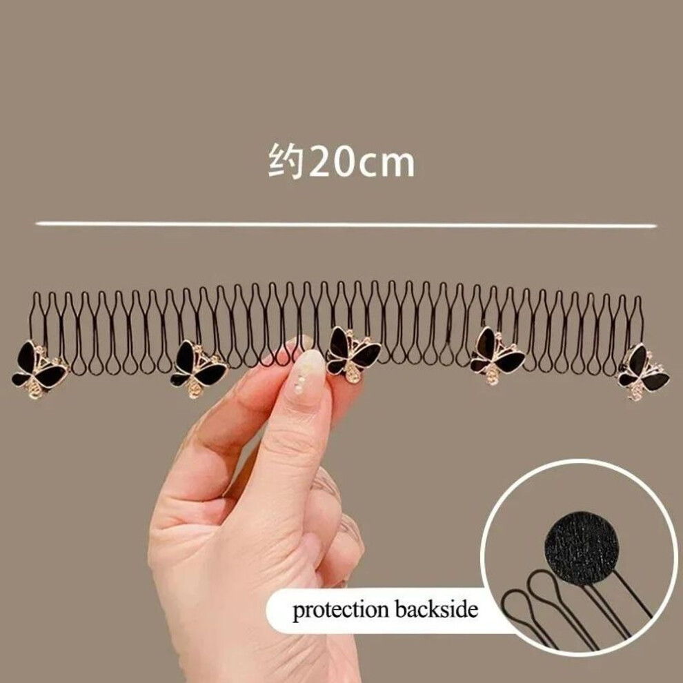 (dark grey) Lovely Flower Pearl Broken Hair Organizer Girls Women Hairpin Clip Invisible Bangs Fixed Insert Comb Tiara Headband Accessories