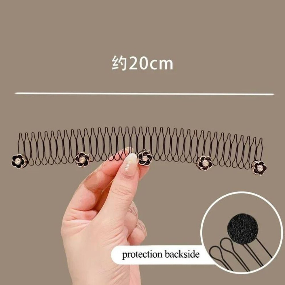 (yellow) Lovely Flower Pearl Broken Hair Organizer Girls Women Hairpin Clip Invisible Bangs Fixed Insert Comb Tiara Headband Accessories