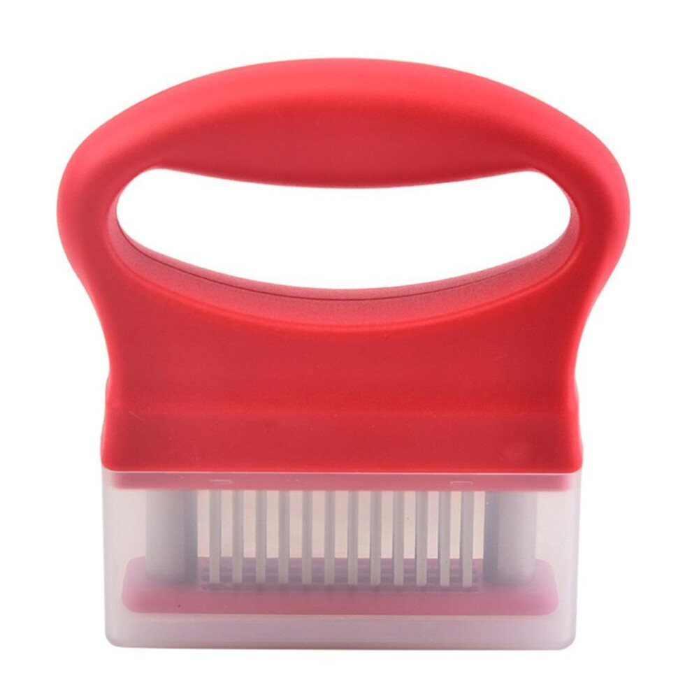 (red) Meat Tenderizer with 48 Stainless Steel Ultra Sharp Needle Blades Rust-Free Kitchen Cooking Tool for Tenderizing Beef Pork Turkey