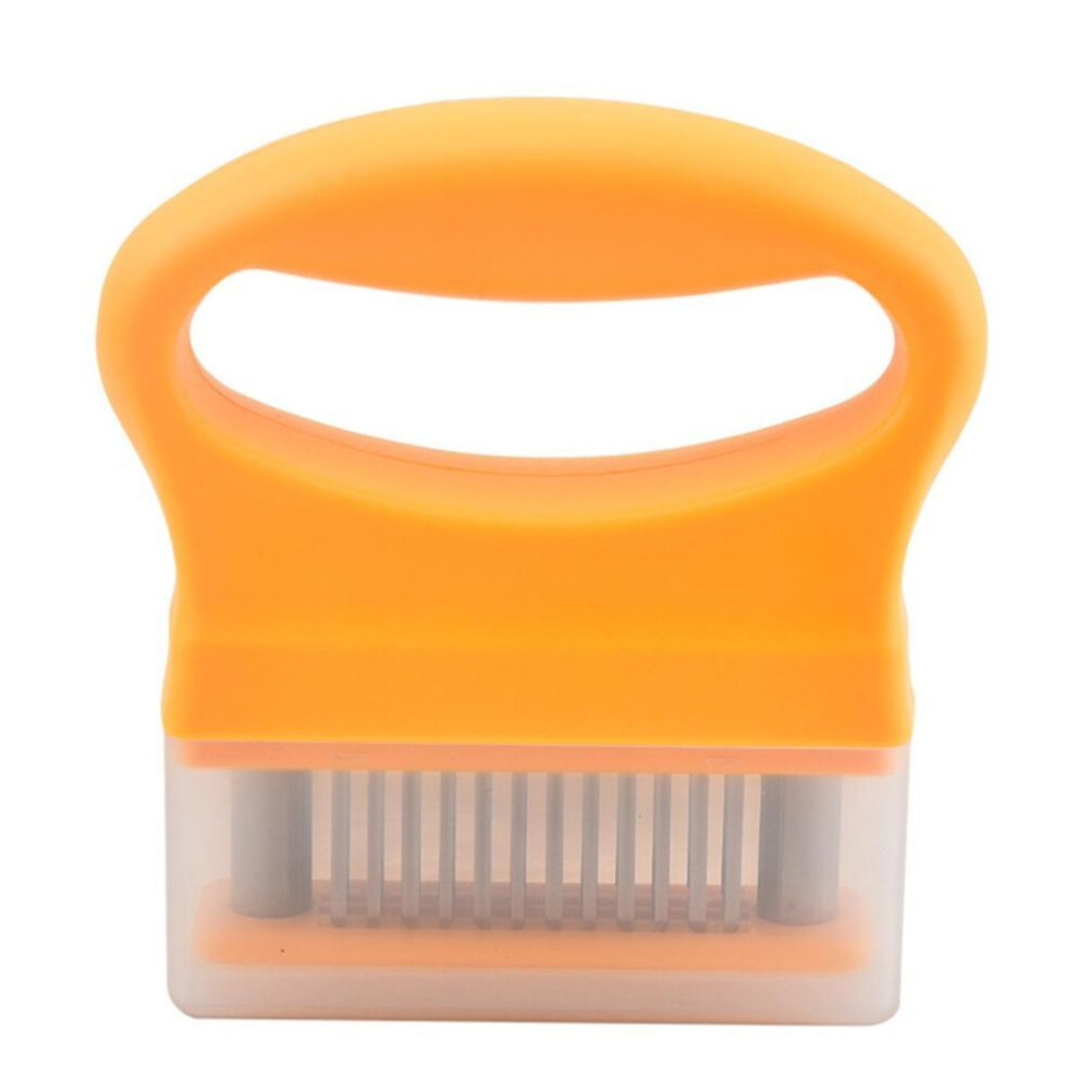 (yellow) Meat Tenderizer With 48 Stainless Steel Ultra Sharp Needle Blades Rust-free Kitchen Cooking Tool For Tenderizing Beef Pork Turkey