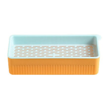 (orange) Cat Grass Planter with Detachable Bottom Double Layer Contrast Color Non-slip Base Easy to Clean Plastic Pet Cat Sprout Dish Growing Pot
